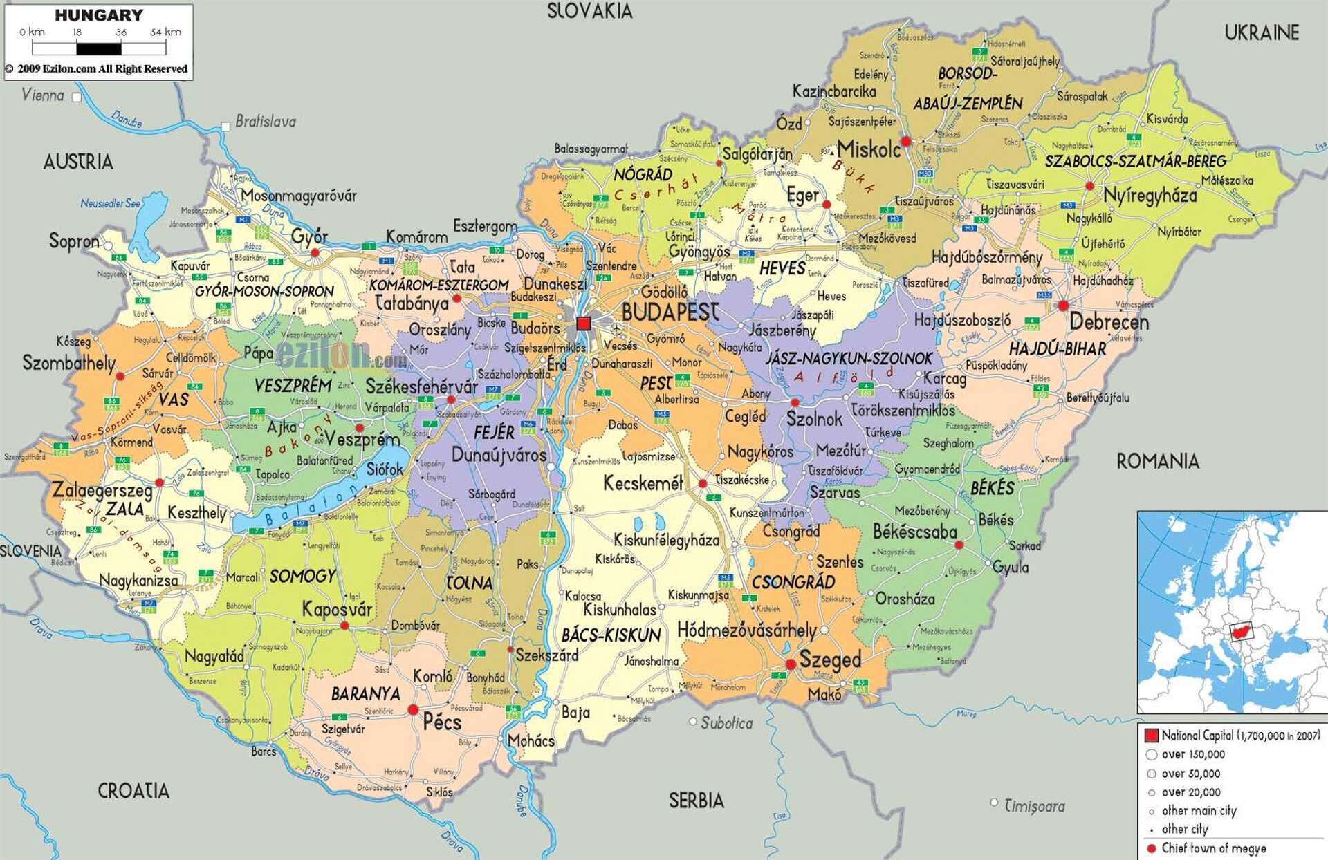Magyarország - térkép